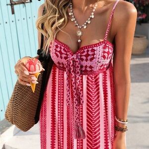 Pink Patterned Women's Swim Dress
